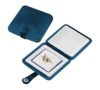 PH PandaHall Velvet Ring Box Proposal Ring Case Engagement Ring Box Double Open Jewellery Gift Case for Wedding Day Anniversary Valentine's Day Travel Case 2.8x2.8x1.5 inch, Marine Blue