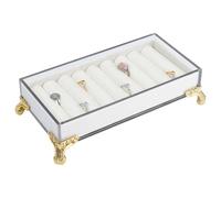 PH PandaHall Velvet Slots Ring Holder for Jewellery Organizer Ring Display Trays Rectangle Bench Shape Earring Ring Display Stand for Women for Jewellery Box, Drawer, Dresser, Beige
