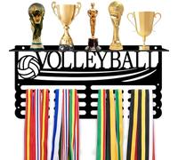 PH PandaHall Volleyball Trophy and Medal Display Shelf, Metal Medal Display Hanger Trophy Board Display Trophy Holder Award Wall Mounted Display Rack for Men Women Sports Athletes Awards