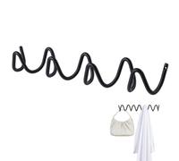PH PandaHall Wall Mounted Coat Rack Wave Wall Hooks | Black Multi-Purpose Hooks Metal Clothes Hat Bag Hanger with 4 Hooks for Home Storage Entryway Bedrooms Living Rooms