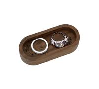 PH PandaHall Walnut Ring Holder Small Wood Tray Rings Trinket Dish for Jewellery Wedding Rings Display Men's Ring Holder for Nightstand Anniversary Birthday Gift 3.25 X 1.5 Inch, Oval