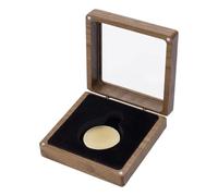 PH PandaHall Walnut Wood Challenge Coin Display Box, Medal Military Coin Presentation Box with Clear Window 4x4x1.54 inch Square Coins Badge Storage Box for Collectors Gift, 1pc