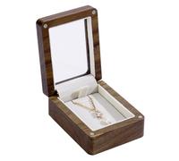 PH PandaHall Walnut Wood Necklace Box Jewellery Gift Box 6.5x8.4x3.5cm Pendant Storage Case Necklaces Display Box with Window for Valentine's Day Wedding Anniversary Engagement, (White Inner)