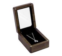 PH PandaHall Walnut Wood Necklace Box Pendant Storage Case 6.5x8.4x3.5cm Jewellery Display Case Chain Organizer Holder with Window for Valentine's Day Wedding Bracelet Ring Earring, (Black Inner)