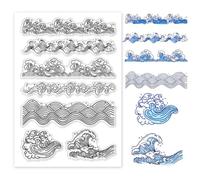 PH PandaHall Waves Clear Stamps, Ocean Style, PVC Plastic, 6.3x4.3 inches, Decorative-clear-stamps for Card Making, Scrapbooking, Journals, Crafts, Photo Album Decor