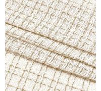 PH PandaHall White Tweed Fabric by The Yard Plaid Woven Fabric 59 Inch Wide Checkered Sewing Fabrics Metallic Tweed Fabrics for Sewing Clothing Dress Bag Coat Suit Costumes DIY Crafts