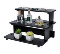 PH PandaHall Wood Display Stand, 3-Tier Display Rack Market Display Riser Perfume Stand Shelf Organizer for Retail Cosmetics Cupcake Potted Plant Candle, Craft Shows, Party, Black