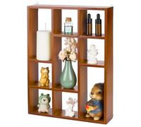 PH PandaHall Wood Shadow Box 11.6x15.5 inch Display Shelf 9 Compartments Wood Hanging Display Floating Shelves Display Organizer for Wall Mounted Home Decor Display Collectibles Trinkets Ornaments