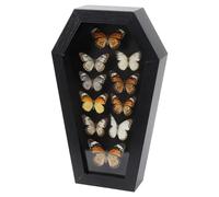 PH PandaHall Wood Specimen Frame 25x15cm Coffin Shaped Display Case Black Taxidermy Insect Display Box with Glass Window Vampire Keepsake Storage Holder Goth Shadow Box for Wall Hanging Butterfly