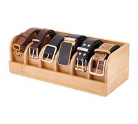 PH PandaHall Wooden Belt Organizer Box with 6 Dividers Sturdy Wooden Display Case for Men and Women's Belts Versatile Belt Rack Belt Container Storage Holder for Wall, Closet, Tabletop and Drawer