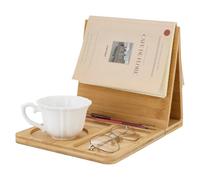 PH PandaHall Wooden Book Stand for Reading Rest Triangle Book Holder with Cup Pen Phone Glasses Organizer Foldable Reading Rest Rack for Book Lover Readers Office Bedroom Nightstand Desktop