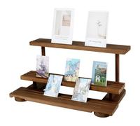 PH PandaHall Wooden Card Display Stand 3-Tier Card Storage Rack Graded Cards Display Shelves Trading Card Holder Removable Jewellery Organizer for Vendor Retail Earrings Showcase Store Retail Selling