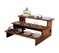 PH PandaHall Wooden Display Riser, 3-Tier Perfume Stand Rack Rustic Cosmetic Jewellery Organizer Riser for Cosmetics Perfume Glasses Cupcakes Party Show Retail Store Home Kitchen, Camel Color