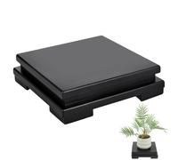 PH PandaHall Wooden Display Stand, 18cm Oriental Style Square Pedestal Stand Tabletop Vase Riser Wood pedestals for sculptures, Buddha Statue, Trophy, Home Farmhouse ShowDecor, Black