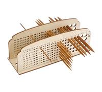 PH PandaHall Wooden Knitting Needle Organizer, 2-15mm Knitting Needles Holder Crochet Hook Storage Display Stand for Straight Circular Needles, Hollow Flower Style, 31x10x11.5cm