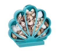 PH PandaHall Wooden Seashell Shadow Box 7.8x7 inch Dark Turquoise Decorative Shell Display Case with Acrylic Window for Coastal Bedroom Beach House Birthday Home Decoration