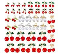 PH PandaHall40pcs 10 Styles Red Cherry Charm Alloy Cherries Pendant Enamel Fruit Charms Mini Dangle Charm for Jewellery Making Charms Bracelets Necklace Earring DIY Crafts Accessories
