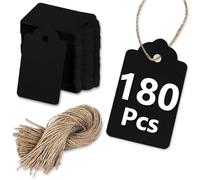 PH PERKHOMY 180 Pcs Gift Tags with String, Blank Black Paper Price Tags for Gifts Crafts Wedding Christmas Halloween (Black)