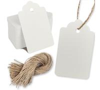 PH PERKHOMY 180 Pcs Glitter Brown Paper Gift Tags with String, Blank Price Tags for Gifts Crafts Wedding Christmas, Cloth Grain