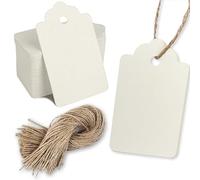 PH PERKHOMY 180 Pcs Glitter Brown Paper Gift Tags with String, Blank Price Tags for Gifts Crafts Wedding Christmas, Glitter Natural White