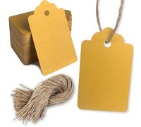PH PERKHOMY 180 Pcs Gold Paper Gift Tags with String, Blank Price Tags for Gifts Crafts Wedding Christmas, Gold