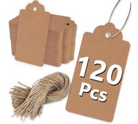 PH PERKHOMY 2" x 4" Large Gift Tags with String Attached Kraft Paper Blank for Price Tag Gift Bag Hang Tags Box Labeling Clothes Craft Wedding Christmas Presents Halloween (Brown 120pcs)