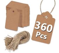 PH PERKHOMY 360 Pcs Kraft Paper Gift Tags with String, Blank Price Tags for Gifts Crafts Wedding Christmas, Brown
