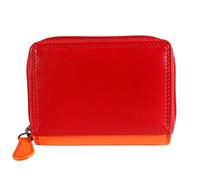 ph PRIMEHIDE Concertina Credit Card Holder Wallet - Durable Slim Wallet with RFID Protection & Coin Pocket - Multi Coloured 11 Card Slots Bifold Wallets - Genuine Leather Wallets, Red/Orange Multi