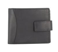 ph PRIMEHIDE Genuine Leather Tab Trifold Wallet for Men with RFID Protection, 6 Card Slots, ID Window, Buttoned Coin Pocket & Note Compartment, Wallet for Business, Travel & Everyday Use (Black)