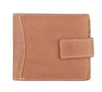 ph PRIMEHIDE Genuine Leather Tab Trifold Wallet for Men with RFID Protection, 6 Card Slots, ID Window, Buttoned Coin Pocket & Note Compartment, Wallet for Business, Travel & Everyday Carry (Cognac)