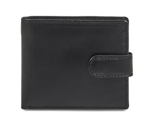 ph PRIMEHIDE Men's Oil Pull Up Leather Trifold Wallet with RFID Blocking, 8 Card Slots, ID Window, Coin Pocket, Slim Genuine Leather Overflap Wallet, Durable Card Holder for Everyday Use (Black)