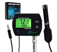 PH & Temperature 2-in-1 Continuous Monitor Meter w/Backlight Replaceable Electrode, Dual Display 0.00~14.00pH °C/ °F Water Quality Monitoring Kit, for Aquariums Hydroponics Pools Tanks Spa