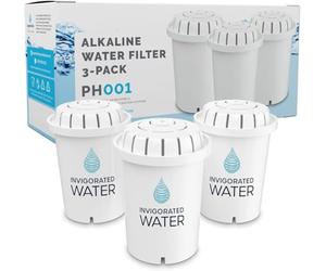 PH001 3-Pack Alkaline Water Filter Cartridges - Replacement Cartridge for Invigorated Water Jug - Water Purifier, Filtration System for Pure Drinking Water - 1.136 Liters Capacity