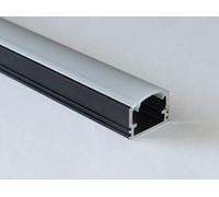 PH2; Aluminium Profile for LED Strips; Black Anodized Channel, Opal Cover, Set with Two End Caps; Length: 1m / 100cm / 1000mm