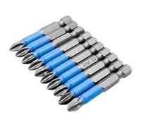 PH2 Impact Bits, 10 x PH2 50MM 1/4" Hex Shank Anti Slip Electric Screwdriver Bits in Compact Storage Box for Tough Fastening Applications