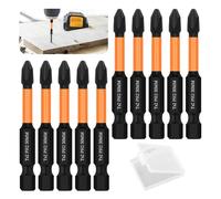 PH2 Impact Duty Phillips Screwdriver Drill Driver Bits Sets, 10pcs with Hex Shank, 50mm Anti Slip Strong Magnetic Ended Screwdriver Bit for Furniture Assembly, Machinery Maintenance