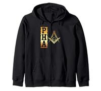 PHA Freemason Square and Compass Symbol Prince Hall Design Zip Hoodie
