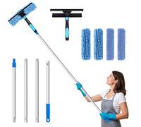PHABULS Window Washing Kit with Extension Pole, 73’’ Window Cleaning Squeegee Kit, 3 in 1 Window Cleaning Kit with 2 Microfiber Pads & 2 Chenille Pads for Indoor Outdoor Windows