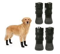 Phaechild Anti Slip Dog Socks Boots with Zipper,Waterproof Dog Shoes to Pre Vent Licking Paws,Winter Snow Rain Days/Hot Pavement Protection for Small Medium Large Senior Dogs Black S