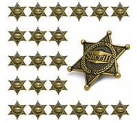 PHAETON 20PCS Sheriff Star Badge Western Police Vest Badge Western Cowboy Police Theme Party Decorations