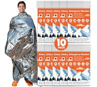 Phafaloop 10 Pack Emergency Thermal Survival Blanket, Mylar Blankets for Outdoor, Space Blanket, Silver Foil Blanket, Survival Kit Camping Blanket, Body Warmer Blanket, First Aid, Hiking 84” x 52”
