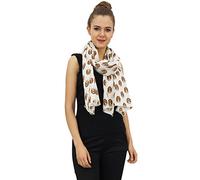 Phagun Women Basset Hounds Dog Print Long Stole 100% Cotton Lightweight, Shawl, Scarves Scarf Dupatta-White