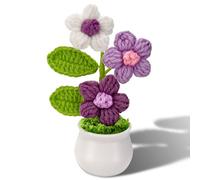 Phaicoilo Crochet Potted Puff Flowers Knitted (Purple)