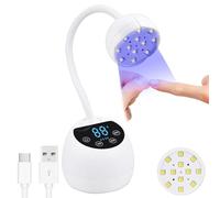 PHAIN Mini U V LED Nail Lamp with 3 Timers and LCD Display,36W Cordless Flash Cure Gel x Nail Lamp, Auto Sensor Gooseneck Portable USB Gel Nail Dryer U V Light for Home DIY, Pearl White, ML-10003