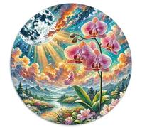 Phalaenopsis Orchid 1000-Piece Circular Puzzle Featuring, Just The Right Level of Challenge, Great for Group Activities 1000pcs (67.5x67.5cm)