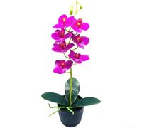 Phalaenopsis Orchid Artificial Potted Plant Featuring 3D Printed Petals for Subtle Sophistication in Everyday Environments (All Purple)