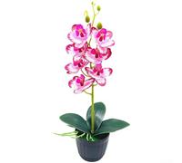 Phalaenopsis Orchid Artificial Potted Plant Featuring 3D Printed Petals for Subtle Sophistication in Everyday Environments (Deep Pink)