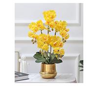 Phalaenopsis Orchid Floral Arrangement In Vase, Silk Fake Orchids Flowers Artificial For Indoor Outdoor Wedding Home Office Decoration Festive Furnishing White/pink/yellow (Color : Pink, White, Yellow