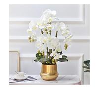 Phalaenopsis Orchid Floral Arrangement In Vase, Silk Fake Orchids Flowers Artificial For Indoor Outdoor Wedding Home Office Decoration Festive Furnishing White/pink/yellow (Color : Pink, White, Yellow