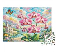 Phalaenopsis Orchid Jigsaws Puzzle Multicoloured Flower Coloured Flower Jigsaw Puzzles for All Ages Educational Fun Challenging Indoor Leisure Great Present 70x50cm/1000pcs